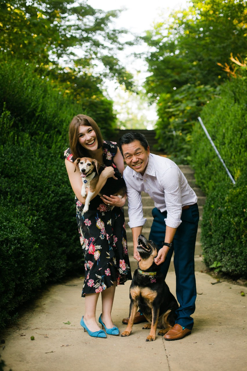 Alex Heekin, her fiance Eric, and their two dogs