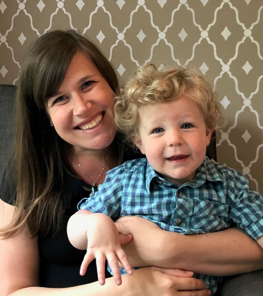 Alyssa Gattermeyer holding her toddler son Theo