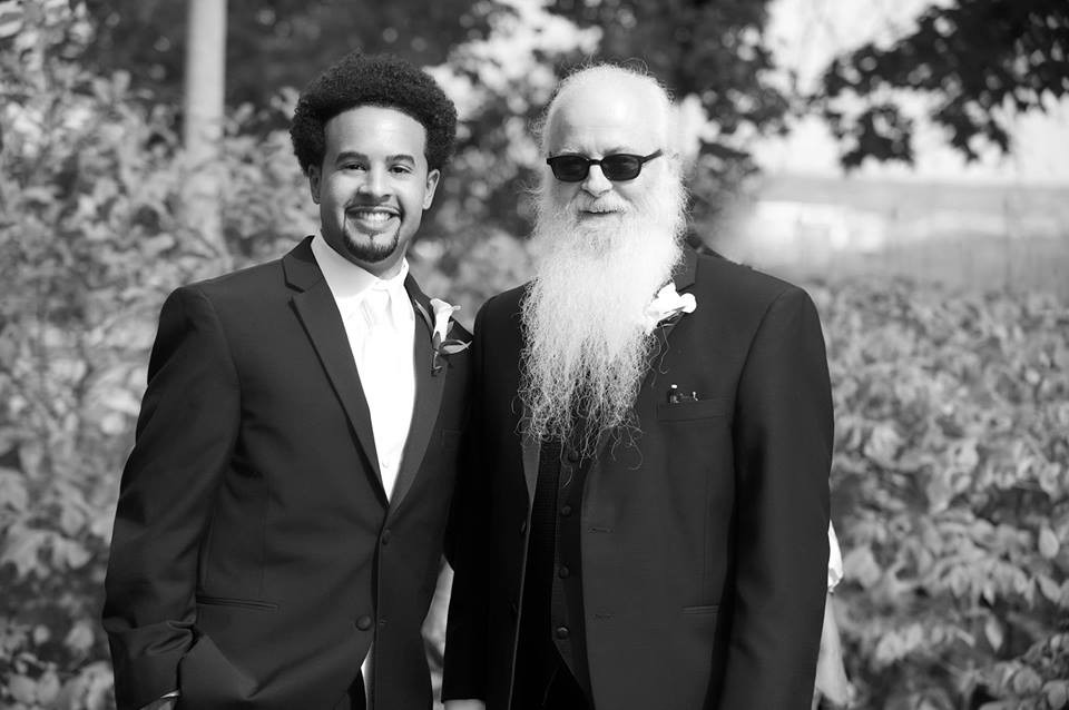 Alex and Tom Schutte in wedding tuxes